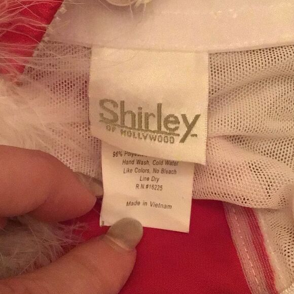 Shirley of Hollywood Red and White Corset Chemise Lingerie - Picture 6 of 7